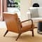 Glitzhome® Mid-Century Faux Leather Accent Chair